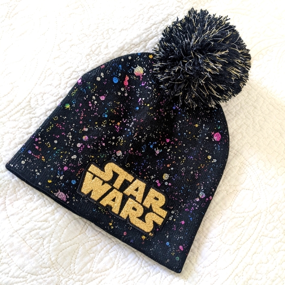 Star Wars Accessories - Woman's or Girls Star Wars Rainbow Space Beanie with Pom pom